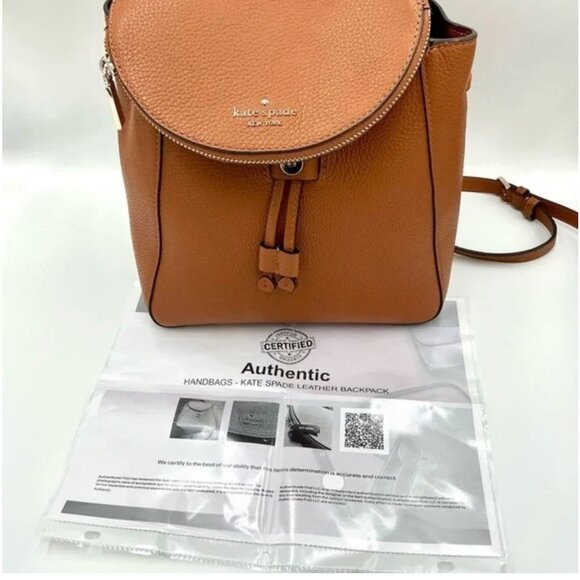 Kate Spade Leila Medium Flap Backpack Warm Gingerbread Brown Pebbled Leather Bag - Picture 4 of 8